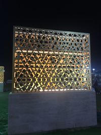 Illuminated building exterior at night