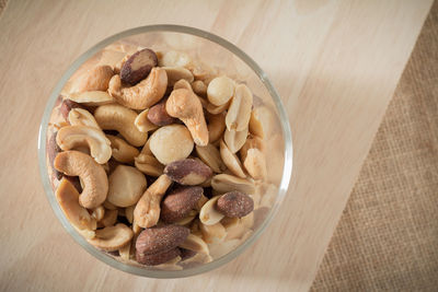 High angle view of breakfast in bowl on table