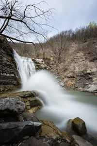 Scenic view of waterfall in forest