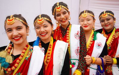 Gorkhali artists dressed in traditional dress.