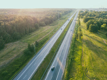 Aerial view of road passing through landscape