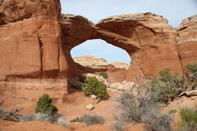 View of rock formations in desert