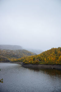 Scenic view of lake against clear sky