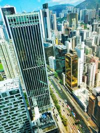 High angle view of street amidst buildings in city