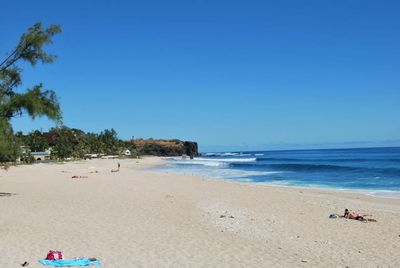 Scenic view of sea against clear sky