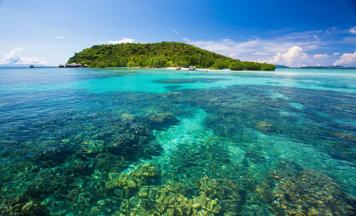 Scenic view of pahawang kecil island