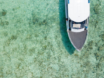 High angle view of boat in sea