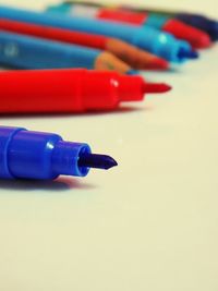 Close-up of colored pencils on table