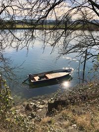 High angle view of abandoned floating on water