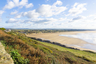 Saunton beach from the coastal road - saunton, devon, england