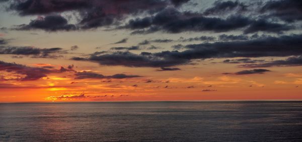 Scenic view of sea against dramatic sky