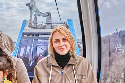 Portrait of young woman in winter