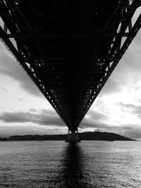 Low angle view of bridge against cloudy sky