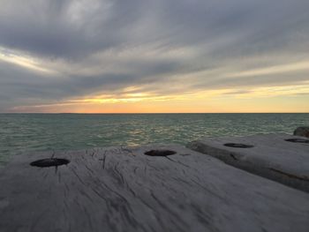 Scenic view of sea at sunset