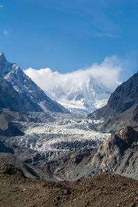 Autumn view of passu glacier in the gilgit baltistan region of northern pakistan. 