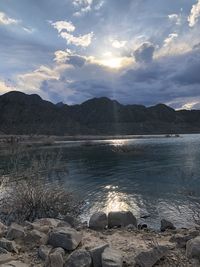 Scenic view of lake against sky