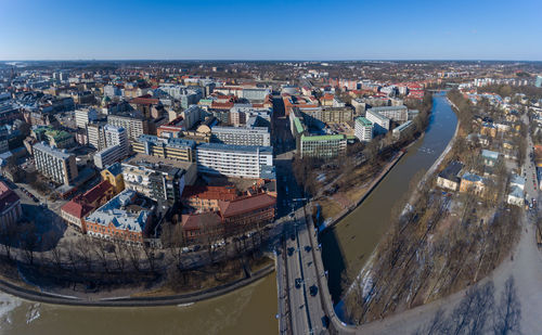 High angle view of city