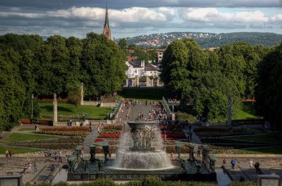 View of fountain in city