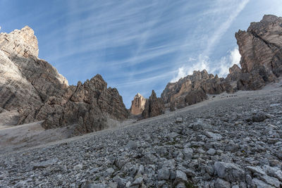 Panoramic view of rocky mountains against sky