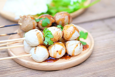 Close-up of food on table