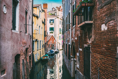 Panoramic shot of canal in old town