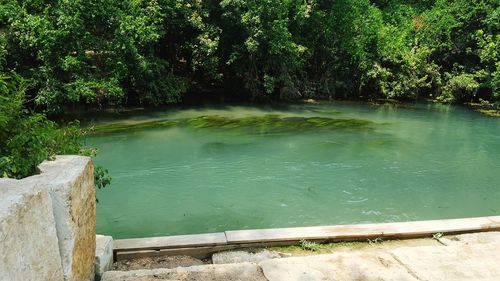 View of water flowing through rocks