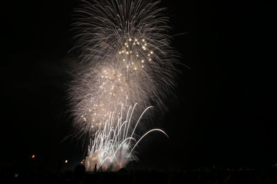 Firework display at night