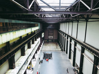 High angle view of elevated walkway in building