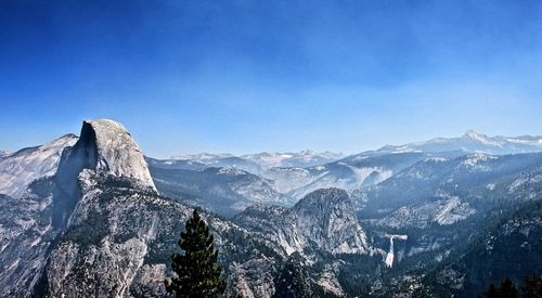 High angle view of snowcapped mountains