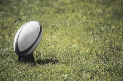 High angle view of ball on field