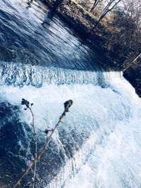 Scenic view of waterfall in winter