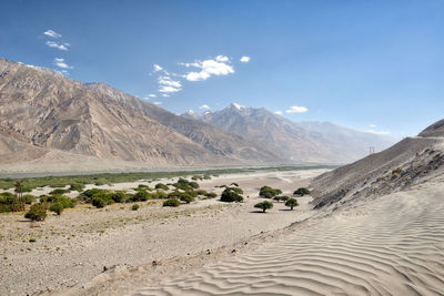 Scenic view of landscape and mountains against sky