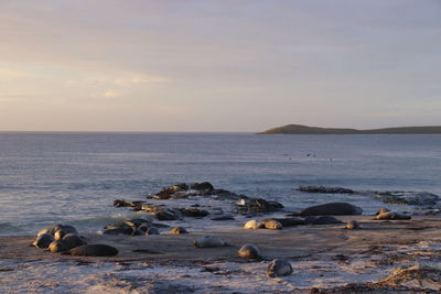 Scenic view of sea against sky during sunset