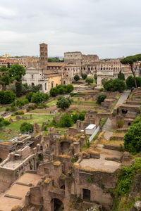 High angle view of buildings in city