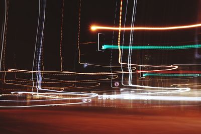 Light trails on street at night