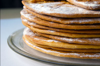 Close-up of dessert in plate on table