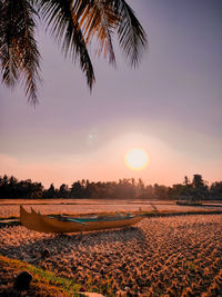 Scenic view of beach against sky during sunset