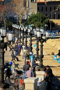 People on street in city