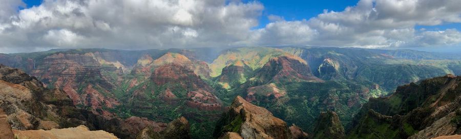 Panoramic view of mountains against sky