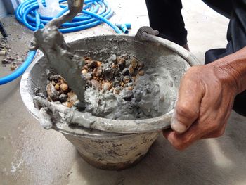 Close-up of person preparing food