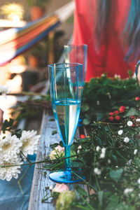 Close-up of wine glass on table