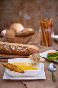 Close-up of food on table