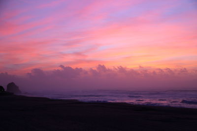 Scenic view of sea against sky at sunset