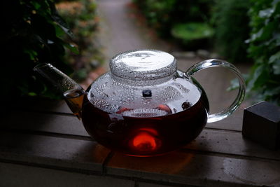 Close-up of tea cup on table