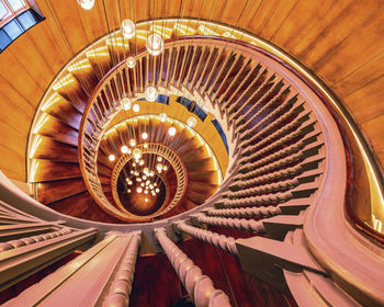 Directly below shot of spiral staircase in building