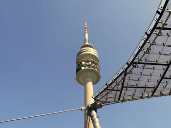 Low angle view of tower against clear sky