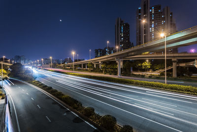 Light trails on highway at night