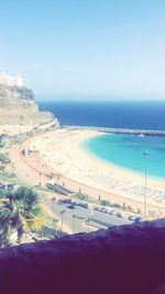 Scenic view of sea against clear sky