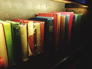 Stack of books in shelf