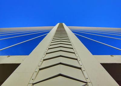 Low angle view of building against clear blue sky